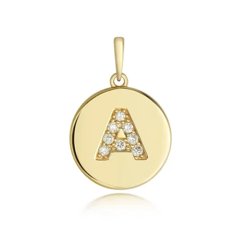  A Diamond Initial Pendant 9ct Yellow Gold 1.10g 